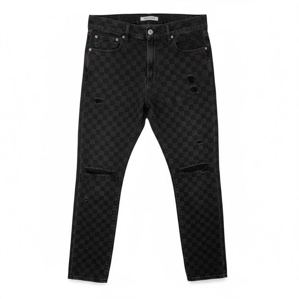 PACSUN Men's SLIM TAPER Jeans RIPPED Black Size 34x32